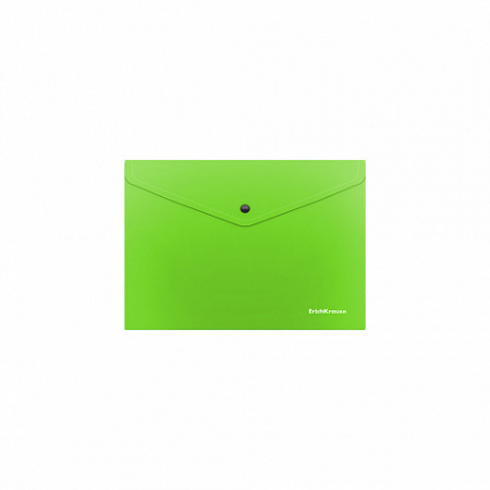 Папка-конверт на кнопке пластиковая  ErichKrause® Glossy Neon, полупрозрачная, Travel, ассорти (в па