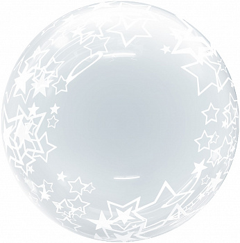 Шар (18''/46 см) Deco Bubble, Звезды, Прозрачный, Кристалл, 1 шт. в уп. 
Falali, КИТАЙ
