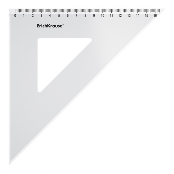 Угольник пластиковый ErichKrause® Clear, 45°/16см, прозрачный, в коробке-дисплее