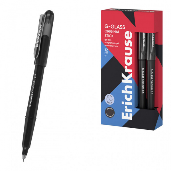 Ручка гелевая ErichKrause G-Glass Stick Original 0.5, цвет чернил черный (в коробке по 12 шт.)
